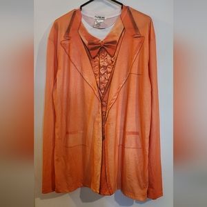 Men's large long sleeve dumb and dumber orange tuxedo shirt